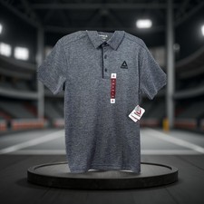 Reebok Performance Polo Size Small Gray Heather Short Sleeve Polyester, Classic
