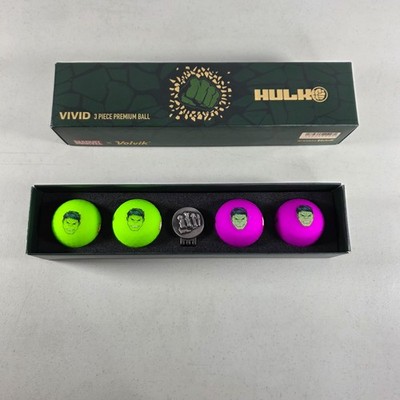 Volvik X Marvel Hulk Golf Ball 4 Pcs + Ball Marker Pack New In Box Matte Finish