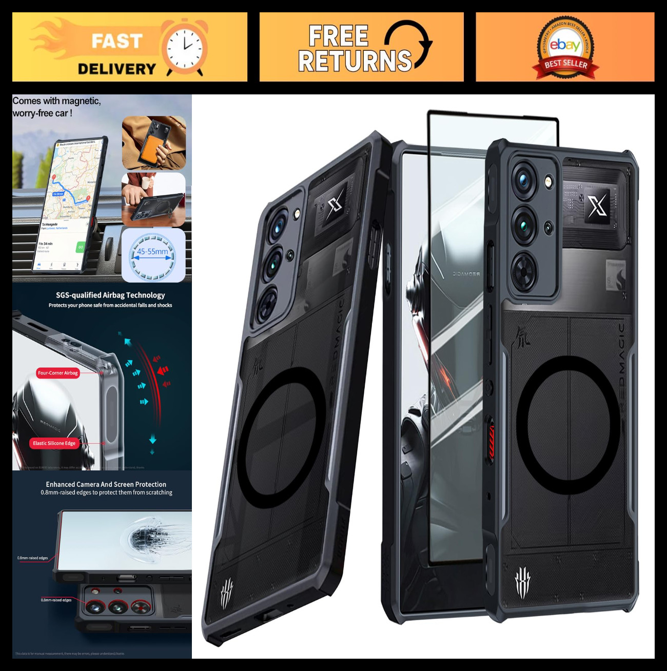 Ultra-Thin Lightweight Case for ZTE Red Magic 10 Pro/10S Pro, TPU Bumper, Drop P