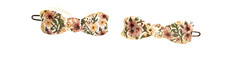 Vintage Made France Hair Barrettes Pair Bow Clips Pearl Sheen Cream Tige Boule