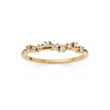 Minimalist Curved Round Cut Lab Grown Diamond Shared Prong Set Stackable Ring