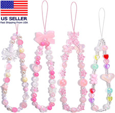 4 PCS Cute Phone Charms Aesthetic Y2K Cellphone Wrist Strap Bedazzling Bear Bow