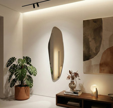 Rahmenlos Spiegel Wandspiegel Asymmetrisch 140x35 cm