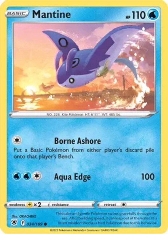 Mantine - 034/189 - Common (Lp) Astral Radiance - Water Pokémon