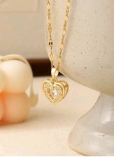    Gold Heart Necklace for Women Stainless Steel Dainty Pendant Minimalist Gift