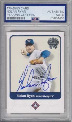 2001 Fleer Greats of the Game NOLAN RYAN Texas Rangers SIGNED Card #75 PSA/DNA