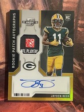 2023 Contenders Optic Jayden Reed Gold Rookie Laundry Tag Patch On Card Auto /5. rookie card picture