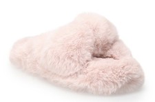 NWT Lauren Conrad Fluffy Twist Band Faux Fur Slippers Pink Size Large 8-9 