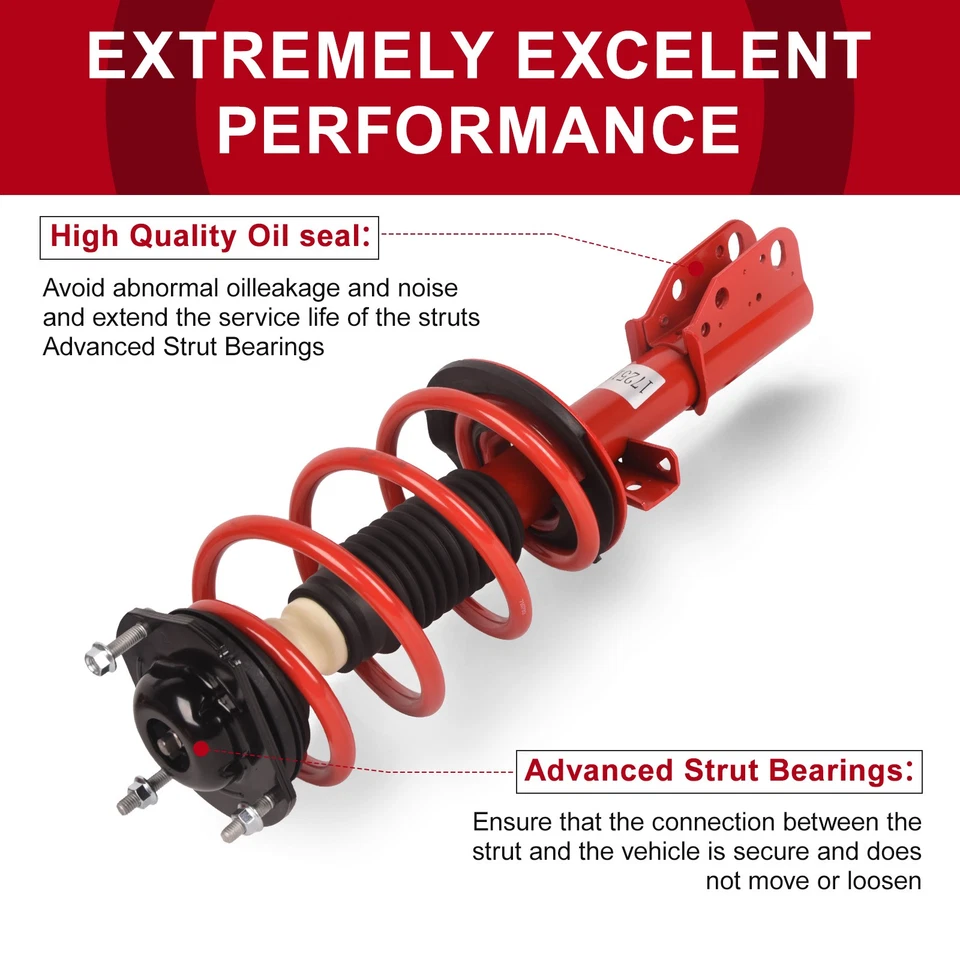 Amortiguadores de puntales delanteros rojos con resortes helicoidales para Buick Enclave Chevy Traverse Acadia Foto 2 de 4