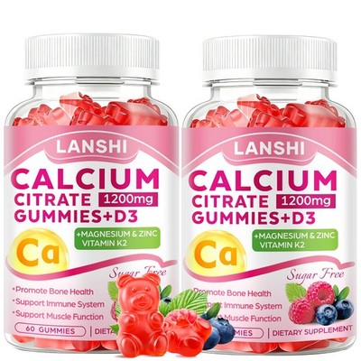 Lanshi Calcium Citrate Gummies 1200Mg Vitamin D3 K2 Supplements For Women Men