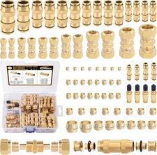 74 PCS Brass DOT Air Line Fittings Kit DOT Push Lock and Compression Air Fitting