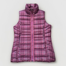 Woolrich Vest Women  s Size Small Down Purple Plaid Check Puffer Vest