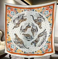 70 Cashmere 30 Silk Wrap Scarf cheetah Print Double Face Shawl 135X135cm new