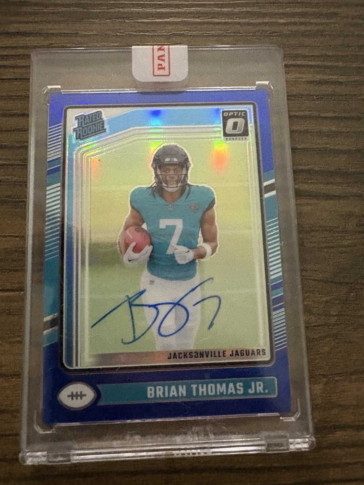 BRIAN THOMAS JR. 2024 PANINI DONRUSS OPTIC #214 BLUE PRIZM RATED ROOKIE AUTO /99