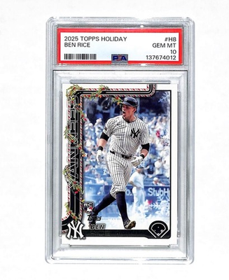 #ad 2025 Topps Holiday H8 Ben Rice Rookie RC Card PSA 10 Yankees $39.99