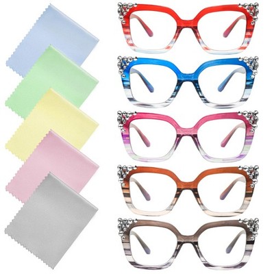 Reading Glasses for Women/Men Blue Light Blocking Glasses with Spring Hinge A...