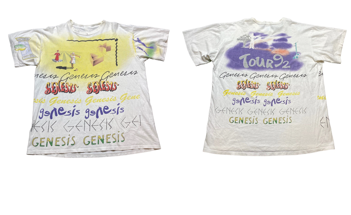 1992 GENESIS GENESIS TOUR T-SHIRT RARE 90s AOP ADULT white iks867