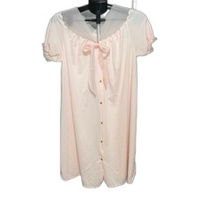 Rogers Vintage Sleepwear Gown Silky Elegant Pink Button-Down medium