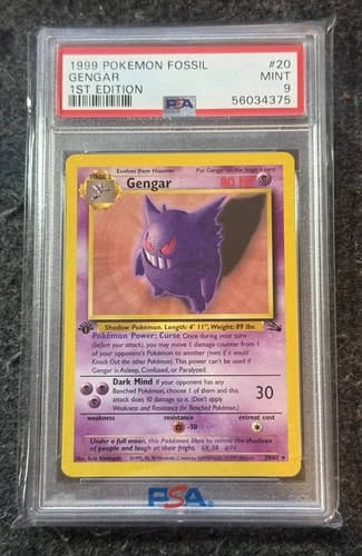 1999 Pokemon Fossil Gengar 1st Edition PSA 9 #20