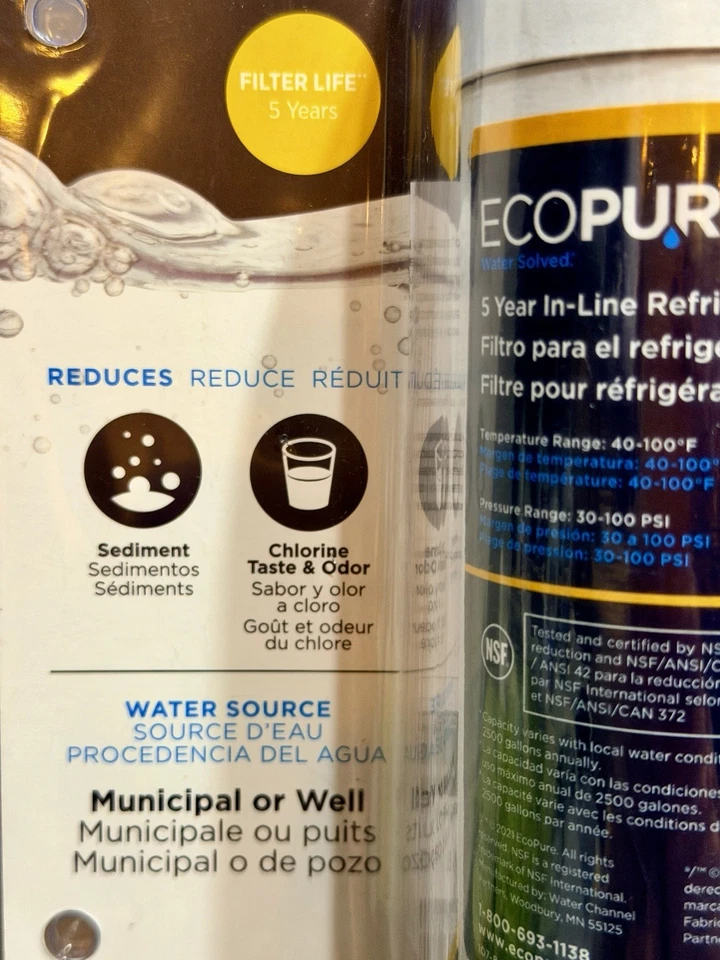 EcoPure EPINL30 5 Year In-Line Refrigerator Filter. Brand New And Sealed. - Image 3 of 4