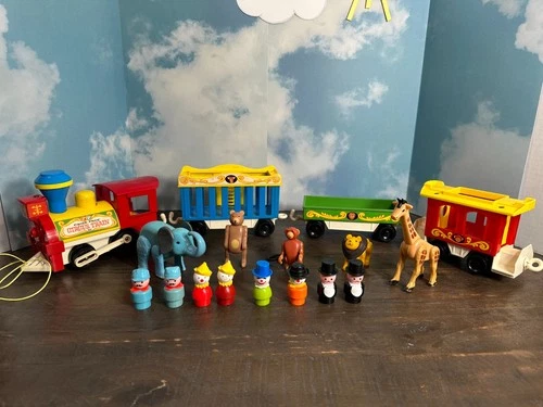Vtg Fisher Price Little People Play Family Circus Train 991 Complete + Extras