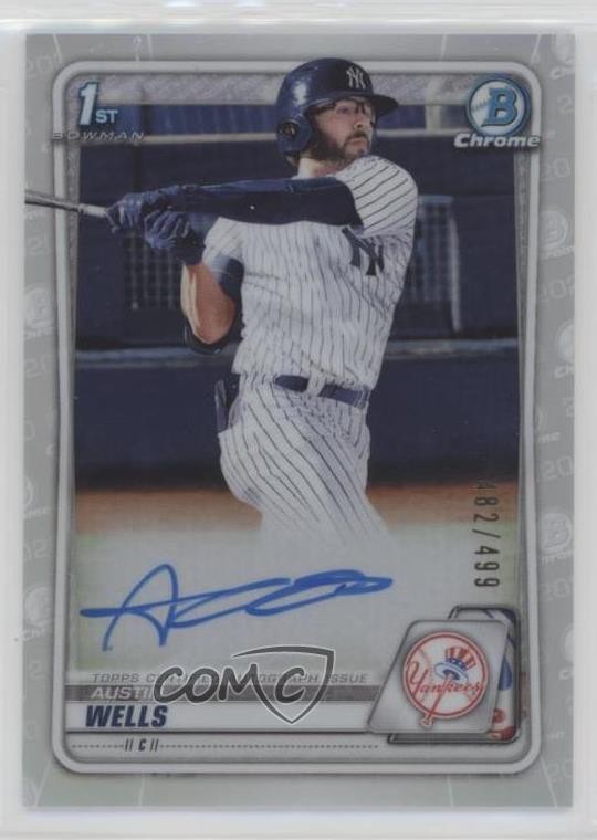 2020 Bowman Draft Chrome Picks Refractor 482/499 Austin Wells #CDA-AWE Auto 04cw