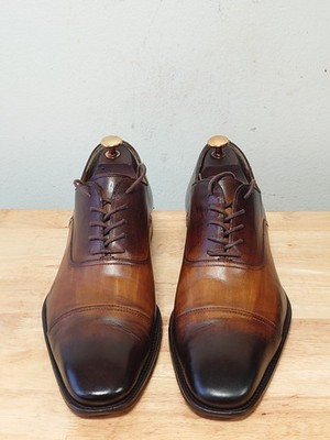 Magnanni Size 11 Burnished Tan Leather Oxfords - Men\'s Dress Sho Magnanni Burnished Brown Leather Cap Toe Oxford Dress Shoes  main image 2