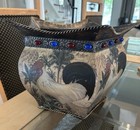 Rooster Hen Metal Planter Rustic Farm Cottage 9 x 8 Star Shaped Bead Decorated — photo 2