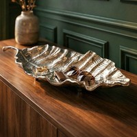 Dekoschale Blatt Aluminium Silber Schale 67Cm Tischdeko Metall Wohnaccessoire