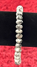 Natural Gemstone Faceted Black And White Rondelle Beaded Bracelet B591