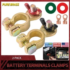 Battery Brass Terminal Positive & Negative Clamps Connectors For Marine Car Boat