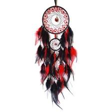 Black and Red Dream Catcher Wall Decor Feather Dream Catchers with Pendant Ha...