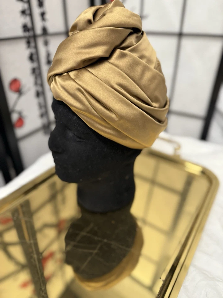 Sombrero Christian Dior New York Turbante Marrón Dorado De Colección Foto 2 de 4