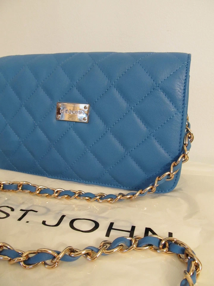 Nuevo con etiquetas Bolso de Mano St John Tejido Azul Cielo Acolchado Cuero Foto 2 de 4
