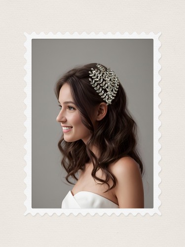 Crystal Bridal Tiara, Floral Wedding Tiara, Bridal Crown, Gold Wedding Headband - Picture 2 of 6