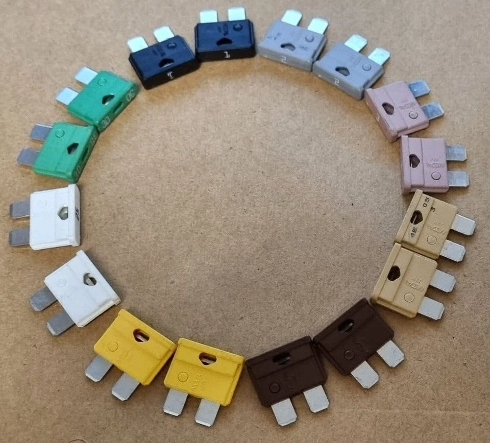 2 Blade Fuse Standard Amps Car Van Auto Marine ATO 1A 2A 3A 5A 7.5A 20A 25A 30A