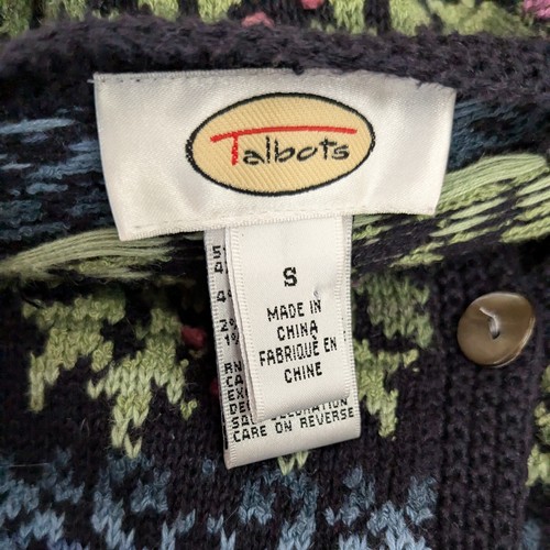 Vintage Blumen Strickjacke Pullover Cottagecore 90er Oma 3D Strick blau grün rosa S - Bild 8 von 11