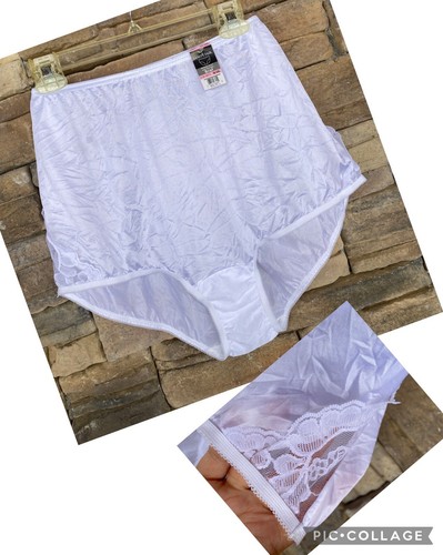 Vanity Fair Nouveau Nylon Cintura Alta Blanco Bikini Ropa Interior Bragas Encaje Abuela - Imagen 2 de 9