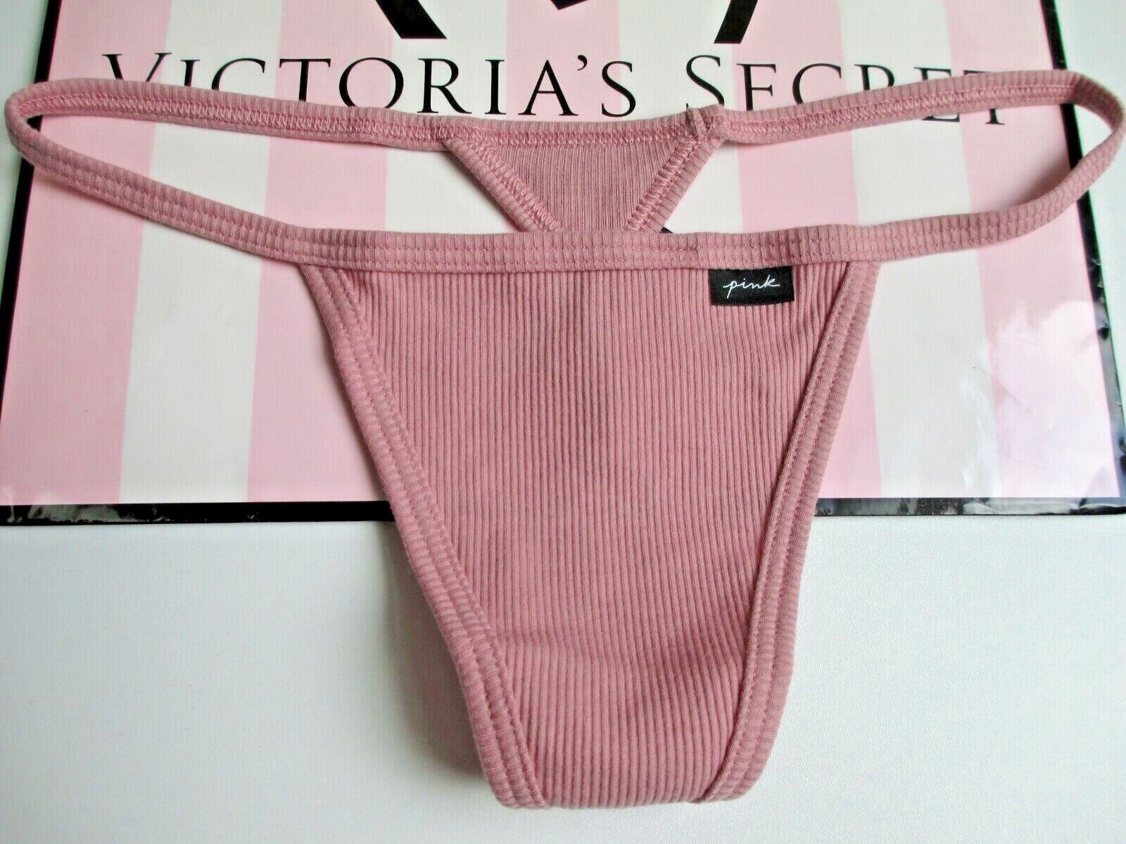 VICTORIA'S SECRET PINK Ribbed Cotton V-String Thong Panty S M L XL Sexy VS  NWT