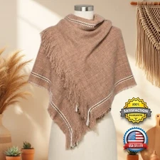 Universal Thread Striped Blanket Scarf Fringe Brown Oversized Wrap 45” x 55” NWT