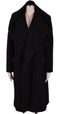 Scoop Nyc Coat 100% Wool Black Hooded Open Front Pocketed Drop Shoulders Size M