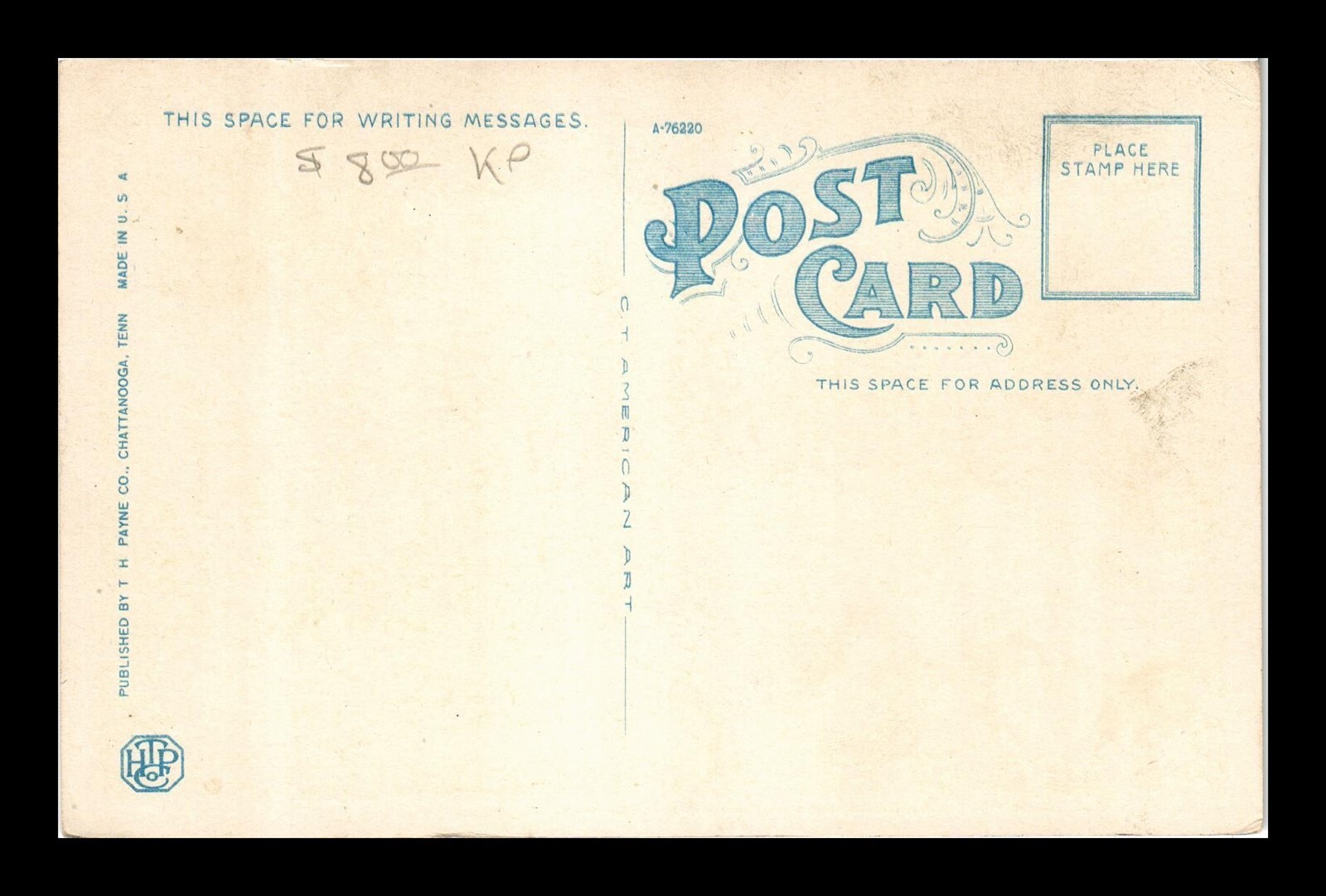 DR JIM STAMPS POSTCARD ARMY YMCA AUDITORIUM CHATTANOOGA TENNESSEE