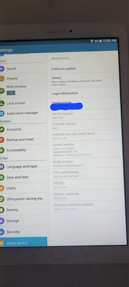 Samsung Galaxy Tab E SM-T560, 8GB, 9.6 inch - White - Image 2 of 4