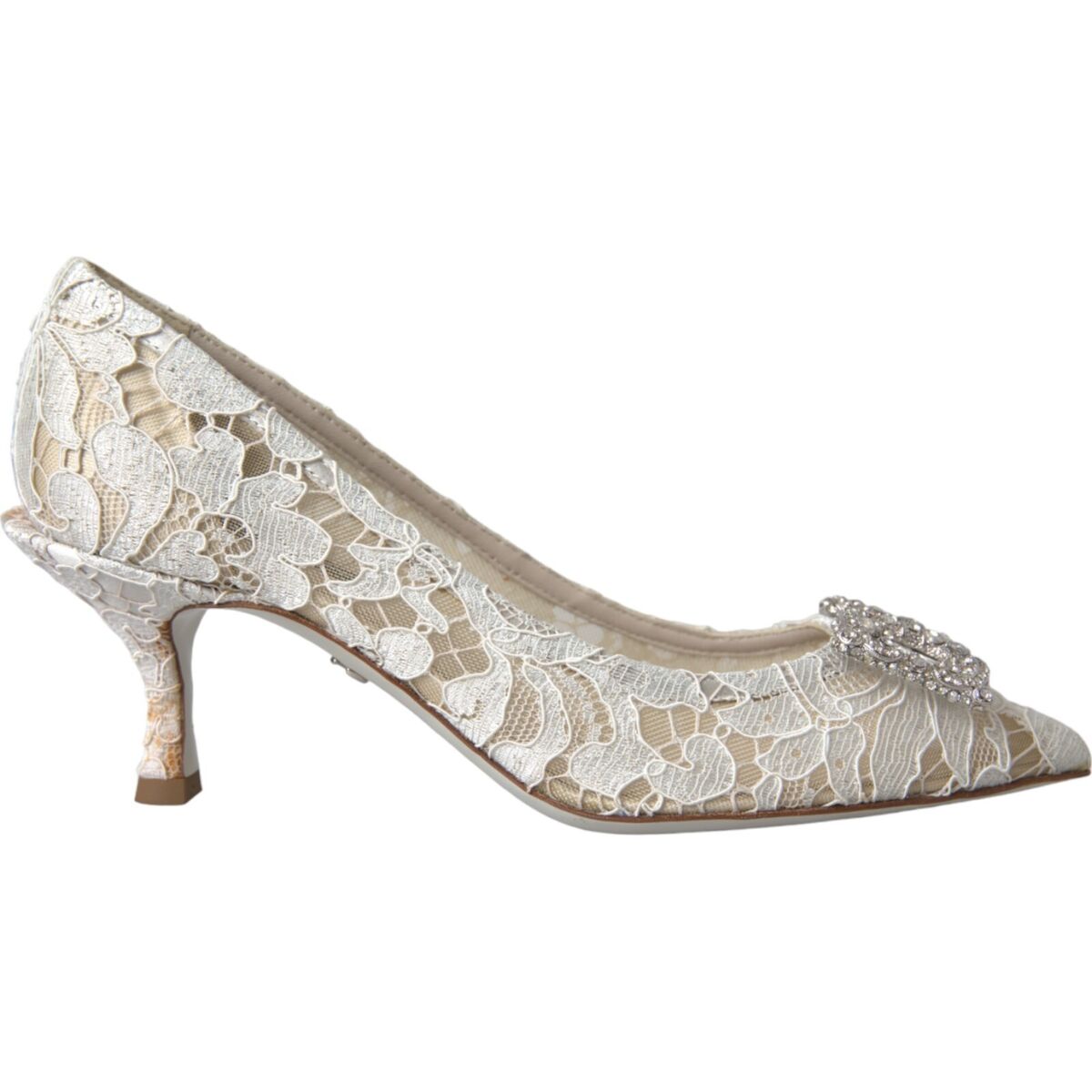 DOLCE & GABBANA Shoes White Floral Lace DG Crystal Pumps DOLCE & GABBANA Shoes White Floral Lace DG Crystal Pumps