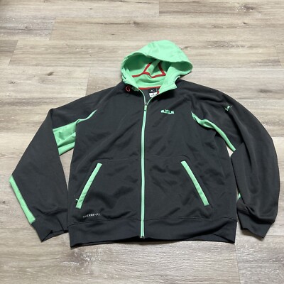 Nike LeBron James Therma Fit Hoodie Jacket Zip Pockets Gray Green Men's  Size L