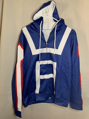 Men's Unbranded Size M - Blue White & Red Full Zip Hooded Jacket - 0324