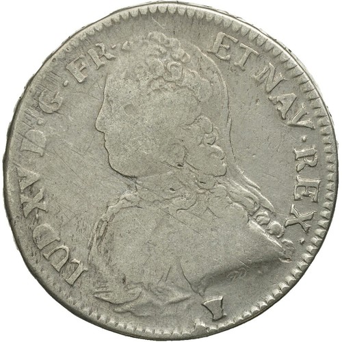 1729 Cow FRANCE King LOUIS XV French Antique Silver 1 Ecu 120 Sols