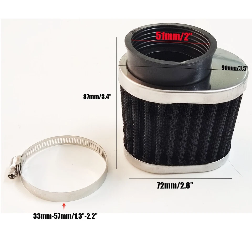 4x 50mm Filtro Admisión Aire Limpiador Cápsulas 51mm 2 Pulgadas Universal Moto Reutilizable Foto 2 de 4