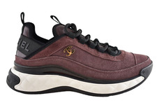 Chanel 23K Burgundy Purple Black White CC Logo Lace Low Top Trainer Sneaker 38.5