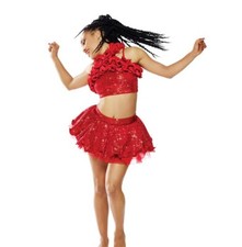 Tenth House Red Sequin Ruffle Collar Dance Top Costume Sz Small Adult